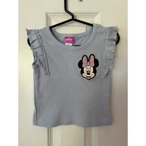Disney Junior Minnie Mouse Ruffle Ribbed Tank Top Light Blue Toddler Girls 3T